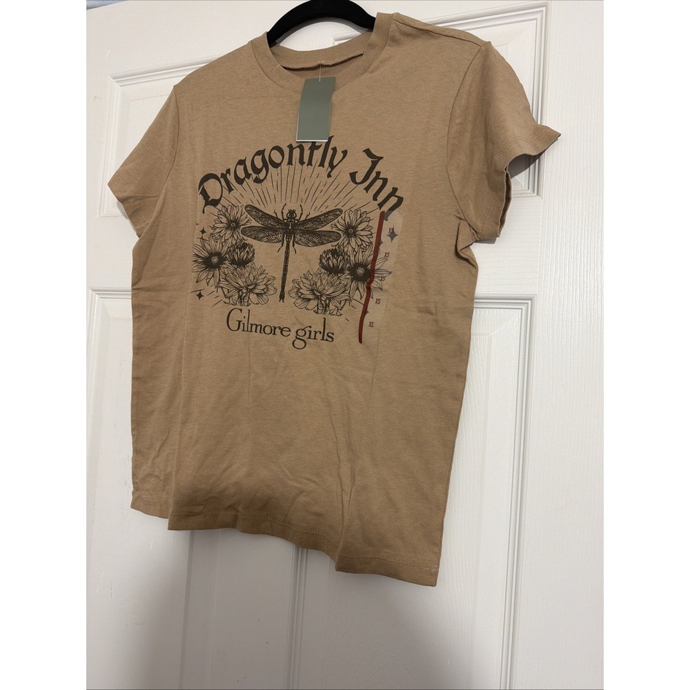 Gilmore Girls Dragonfly Inn Short Sleeve Graphic T-Shirt Brown XS Cropped Cotton